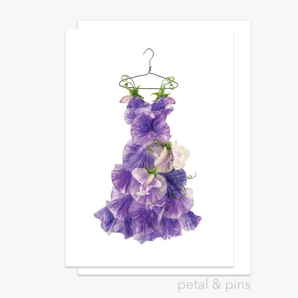 sweet pea dress  greeting card from the garden fairy's wardrobe by petal & pins