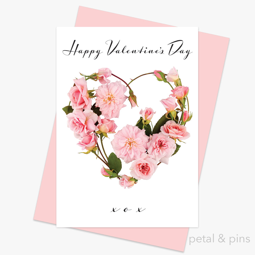 happy valentines day greeting card from the love letters collection by petal & pins