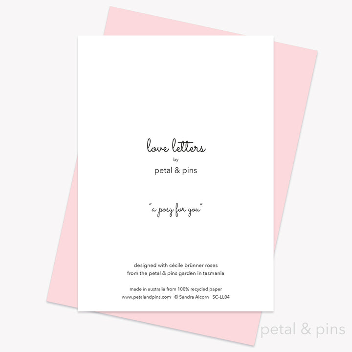 a posy for you card back from the love letters collection by petal & pins