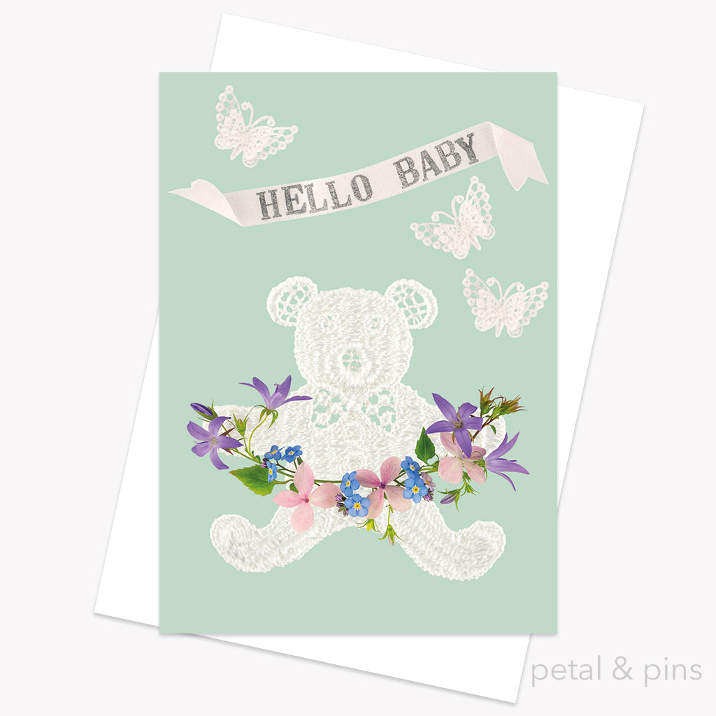 hello baby greeting card from the scrapbook collection by petal & pins