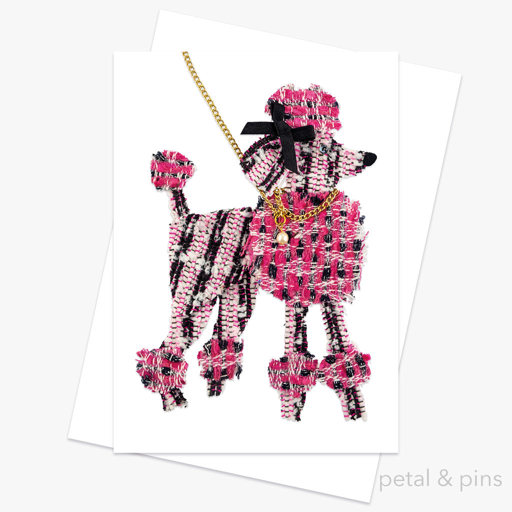 poodle greeting card from the tweed menagerie by petal & pins