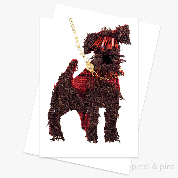 Irish terrier greeting card from the tweed menagerie by petal & pins