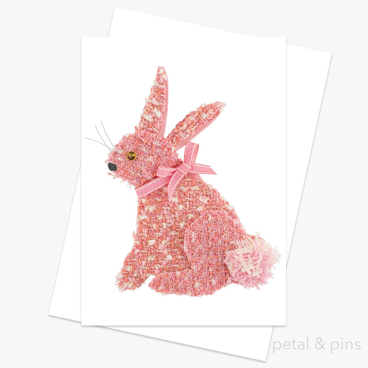 rabbit greeting card from the tweed menagerie by petal & pins