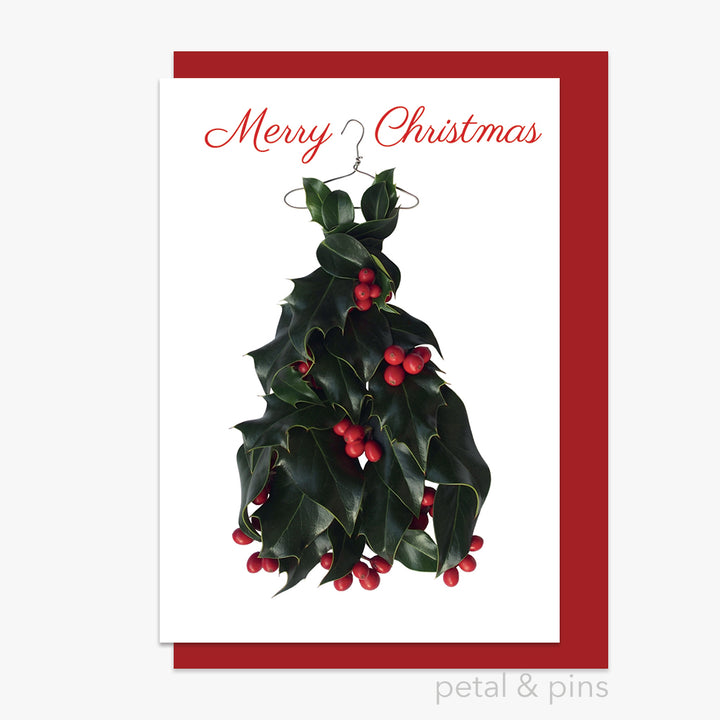 merry christmas holly couture christmas card by petal & pins