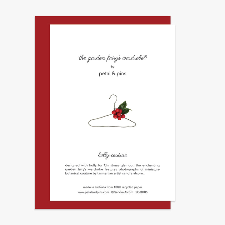 tidings of joy holly couture christmas card back by petal & pins