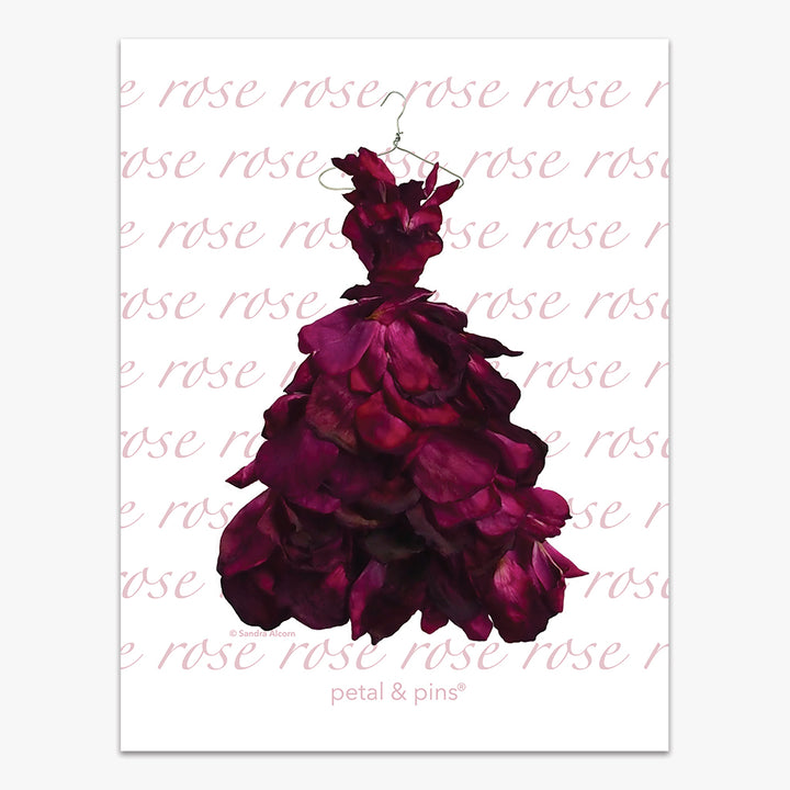 red wine rose gown tea towel by petal & pins