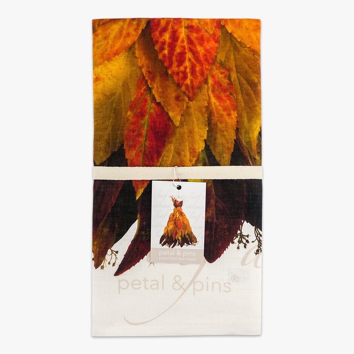 autumn leaf dress tea towel by petal & pins - folded