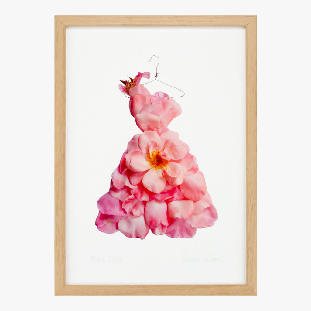 blush pink rose dress art print by petal & pins