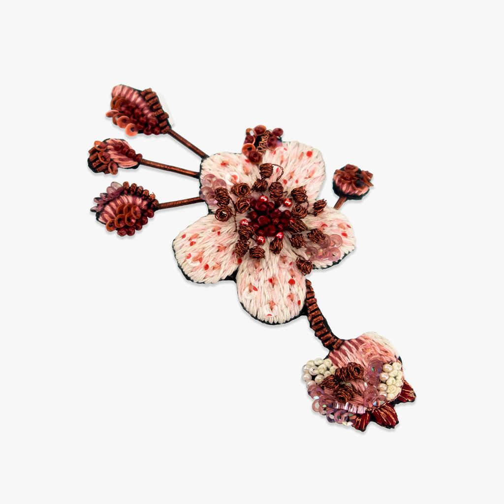 cherry blossom beaded brooch by trovelore
