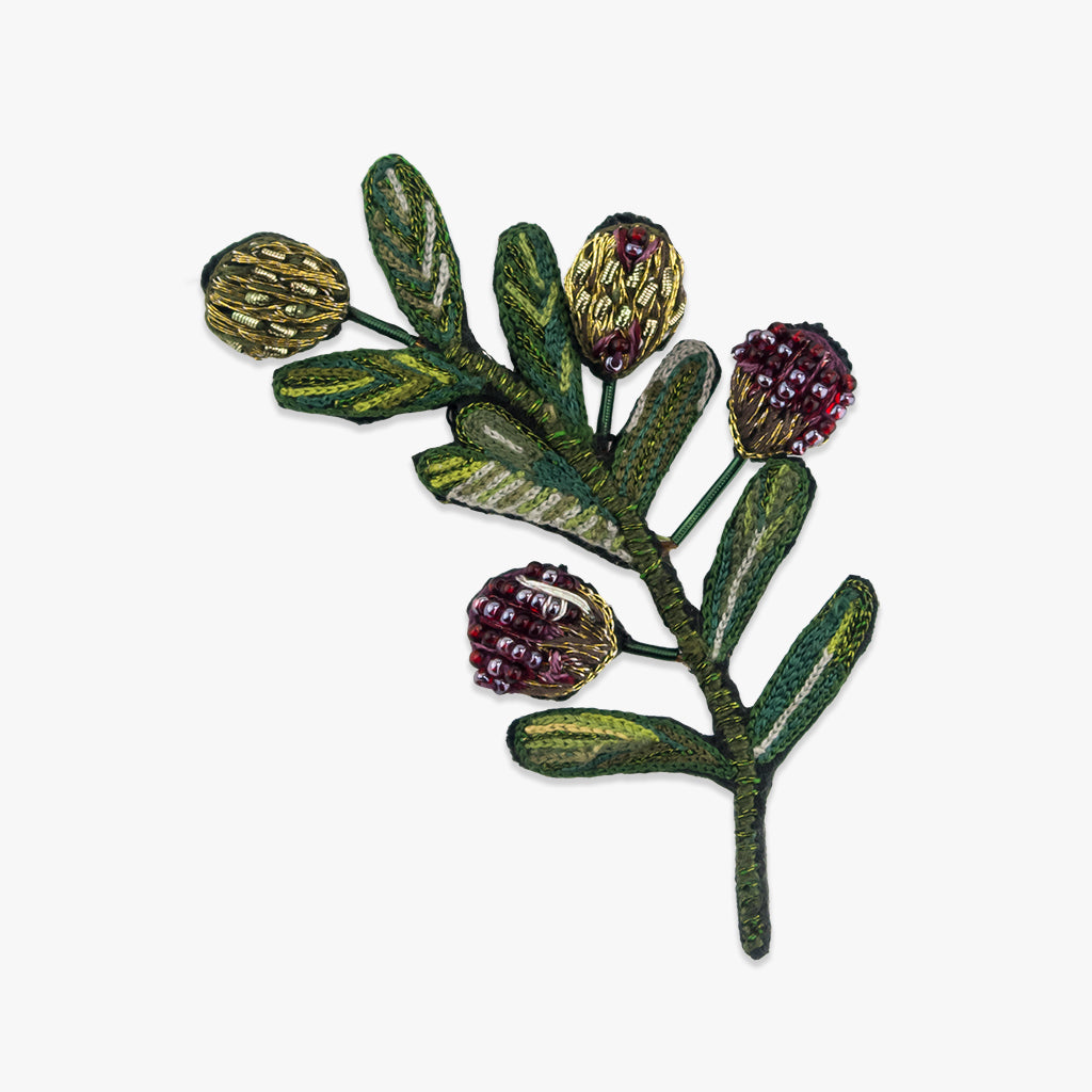 olive branch beaded brooch by trovelore