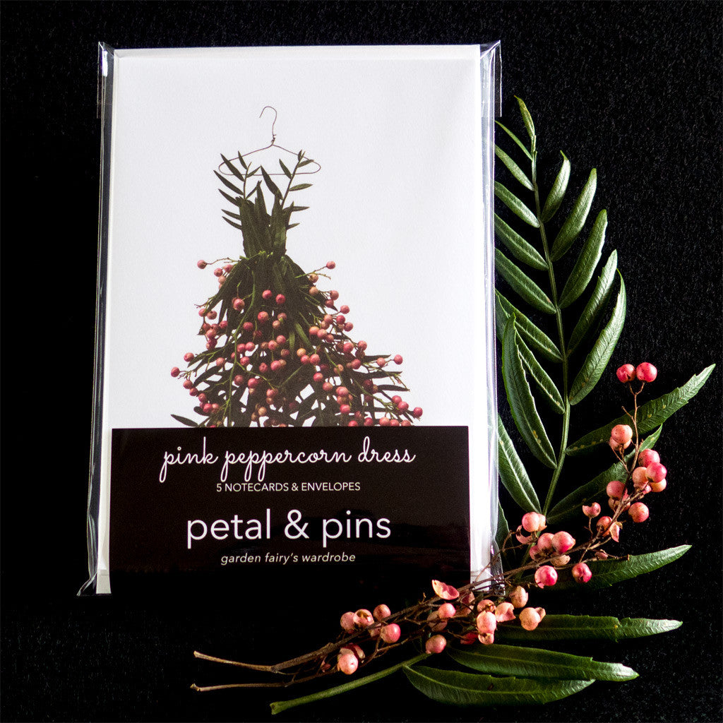 pink peppercorn dress notecard set