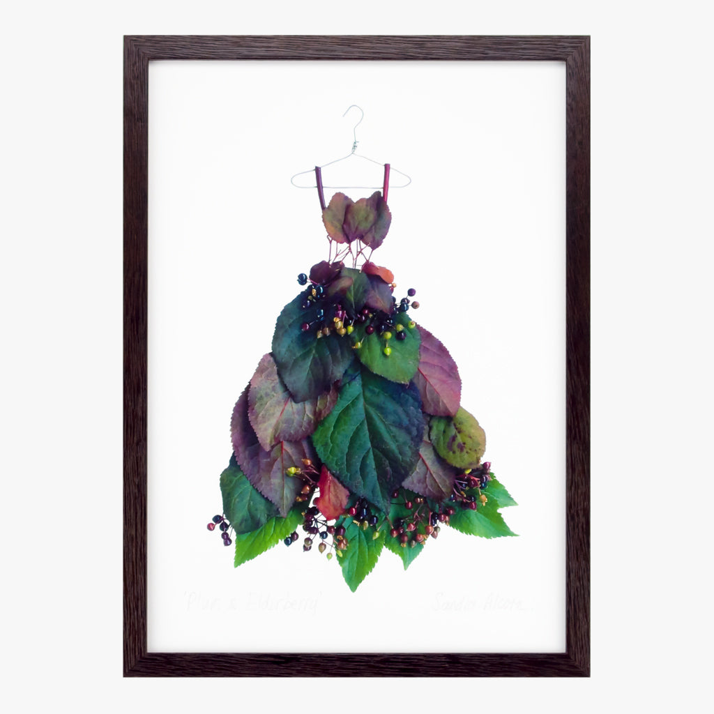 plum leaf & elderberry dress art print by petal & pins