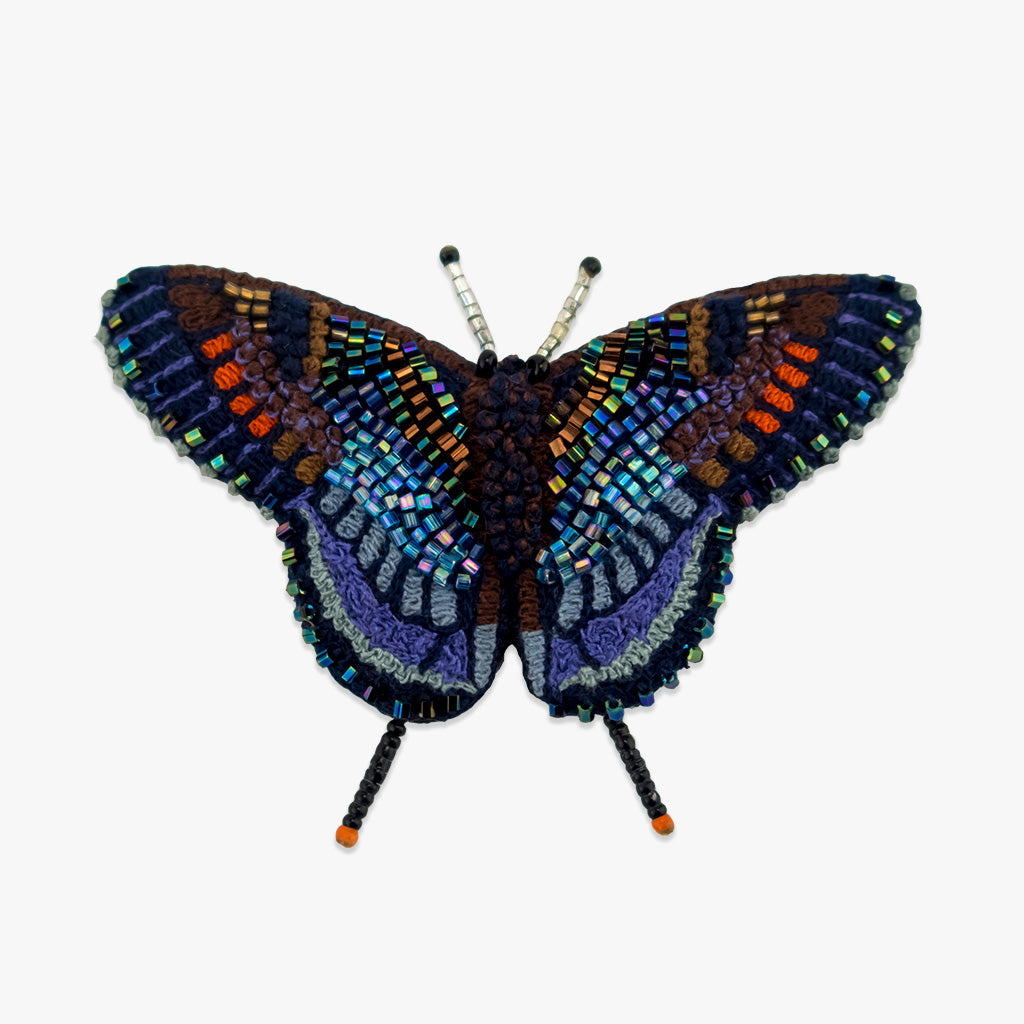 red spotted purple butterfly beaded brooch by trovelore