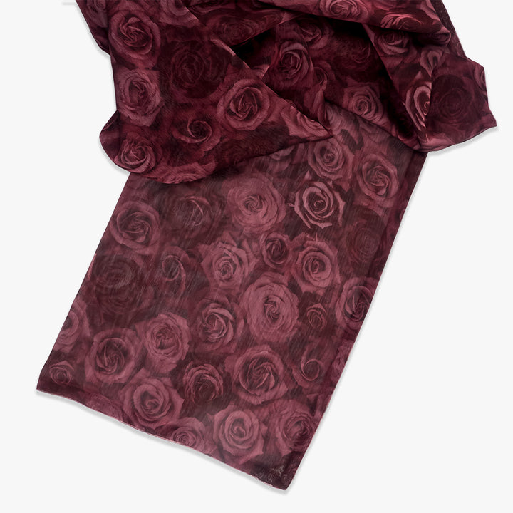 detail of chiffon roses design scarf by petal & pins