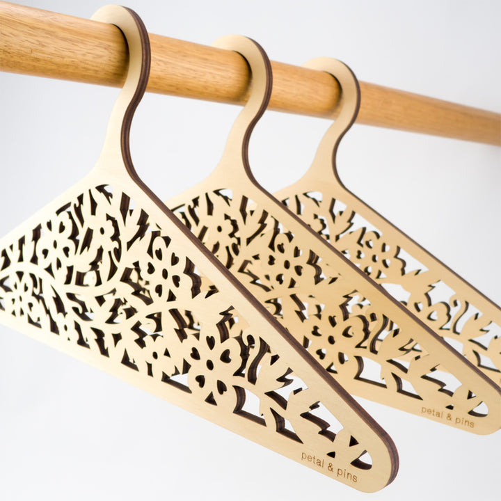 three rambling rose coat hangers by petal & pins